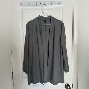Eileen Fisher Women's Gray Open Front Jacket Cardigan office effortless fashion